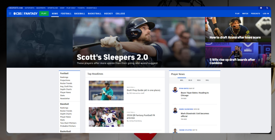 CBS fantasy app