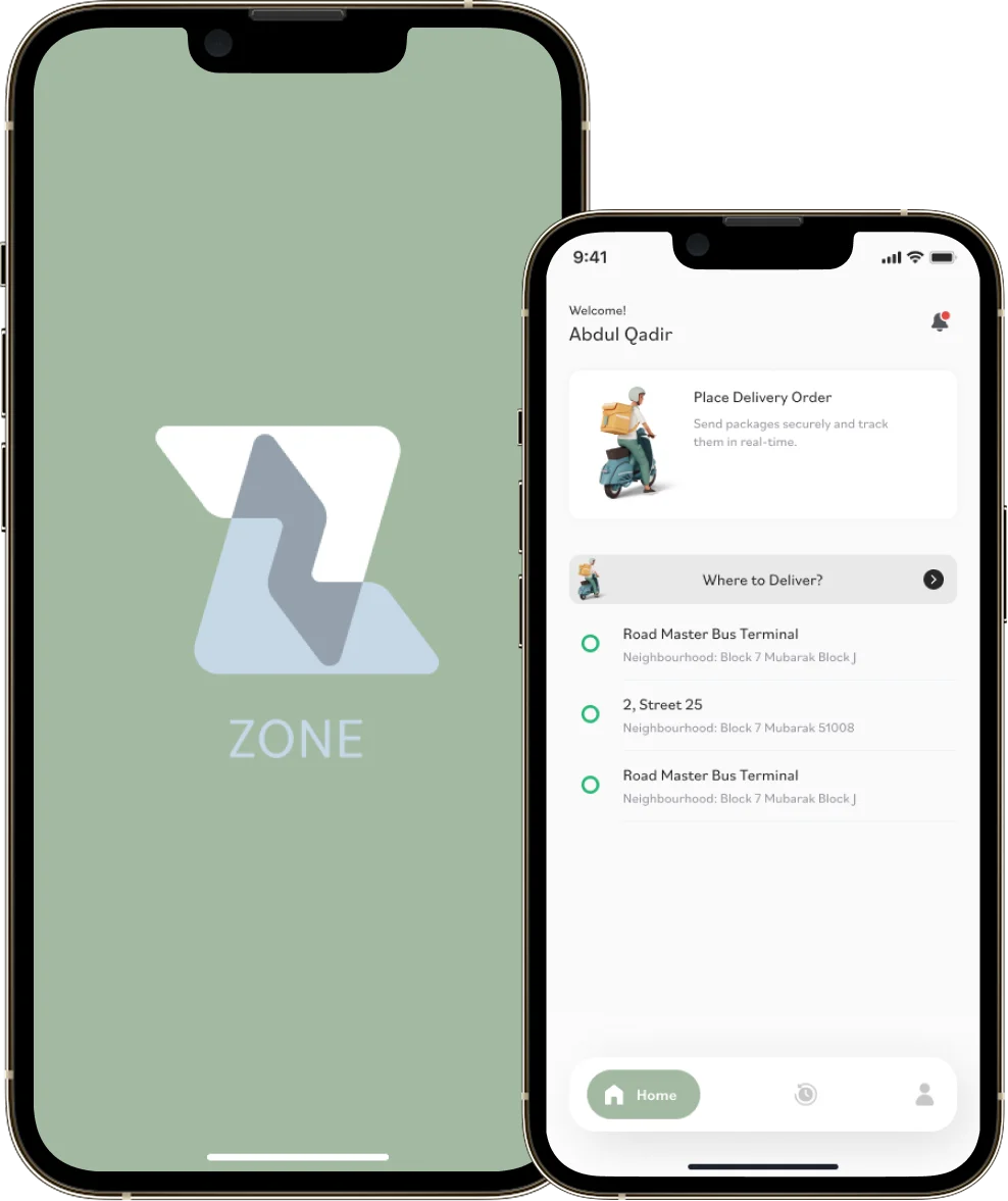 ZONE Delivery app screen