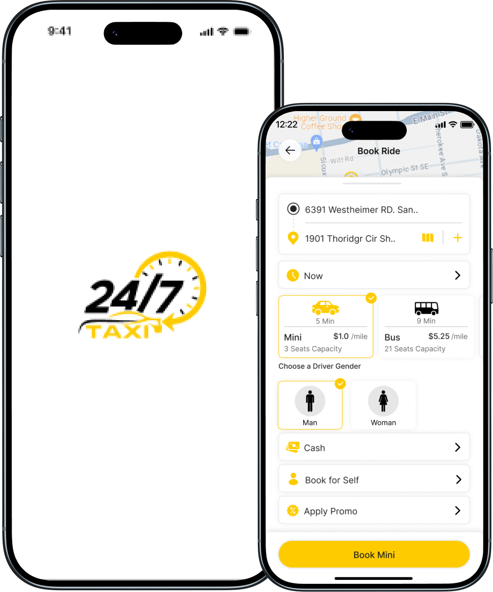 24x7 Taxi Rider Iceland app screen